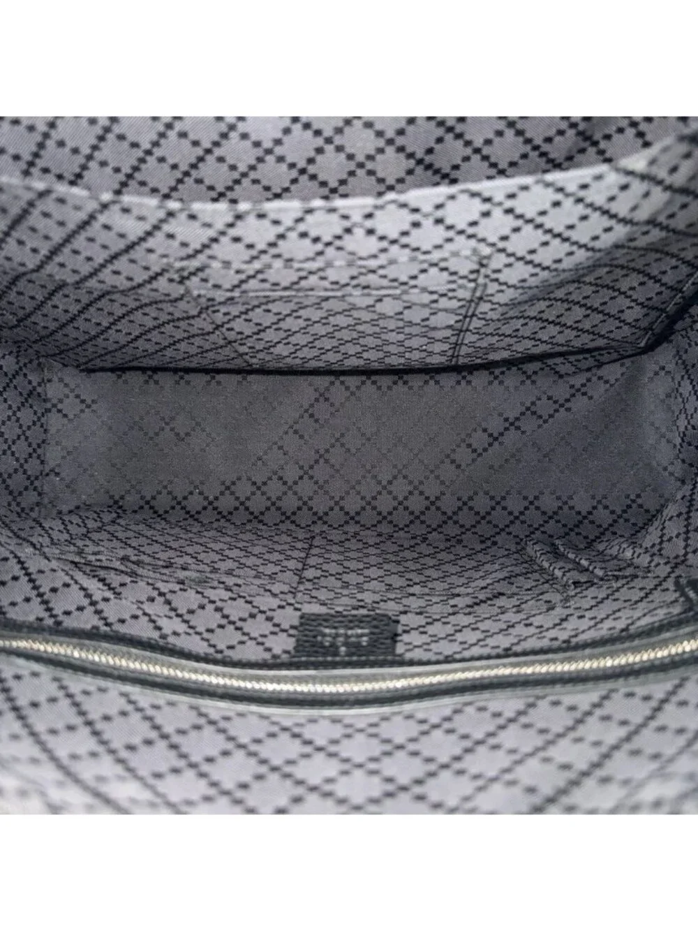 Gucci Big 2-Way Briefcase Tote Shoulder Bag Business Leather Black Navy Silver